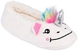 Babba Slipper Sock For Girls Unicorns Emoji Rainbow Styles Faux Fur Slip-On Slippers (SM-Med Size 8, White Unicorn)