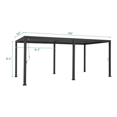 Mirador 111S Round Louvered Pergola Gazebo, 10Ft x 20Ft, Full Aluminum Frame, Adjustable Roof, Outdoor, Durable, Charcoal image 30