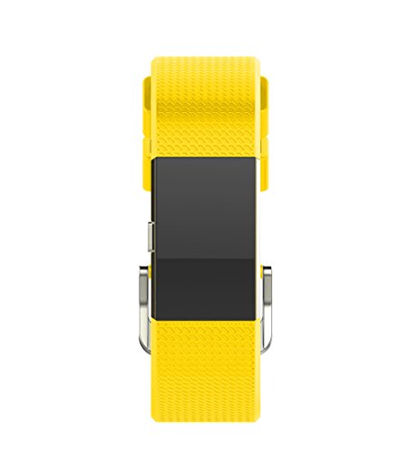 MoreToys Silicone Adjustable Replacement Accessory Sport Watch Band Wrist Strap Bracelet for Fitbit Charge 2 Fitness Wristband (Yellow)