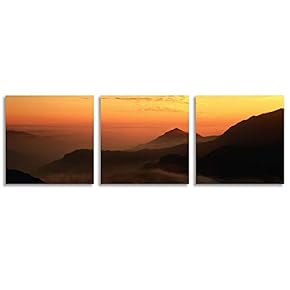 Canvas Wall Art Abstract Bridges Beautiful Sunset Painting Artwork for Home Prints Framed - 12"x12"x3 Panels