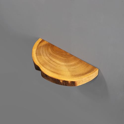 Photo 1 of [PJ Collection] Small Live Edge Floating Wall Shelf with Paulownia Wood, Natural Wood Shelf, Floating Wall Shelf, Handcrafted Wall Shelf, Live Edge Wall Shelf