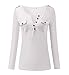EXLURA V-Neck Cotton Blend Tee Shirt Tunic Top with Long Sleeve - L White