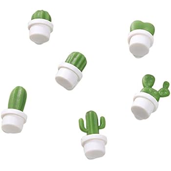 Vansee❤❤6pcs Cute Succulent Plant Magnet Button Cactus Refrigerator Message Sticker Magnet Sticker (White)