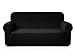 CHUN YI 1-Piece Knit Spandex Fabric Sofa Slipcover Stretch Sofa Couch Cover Furniture Protector for 3 Seats Sofa (Sofa, Black)