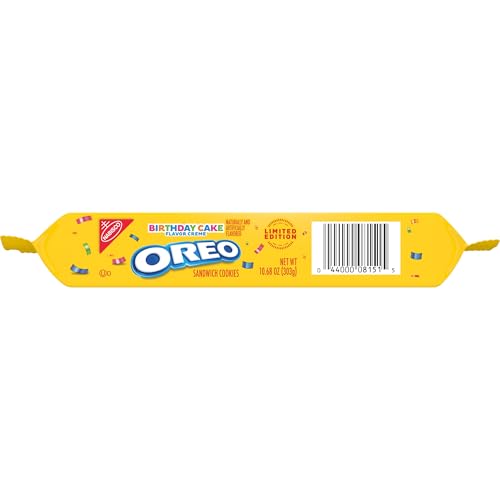 OREO GOLDEN BIRTHDAY CAKE CREME SANDWICH COOKIES, LIMITED EDITION, 10.68 OZ