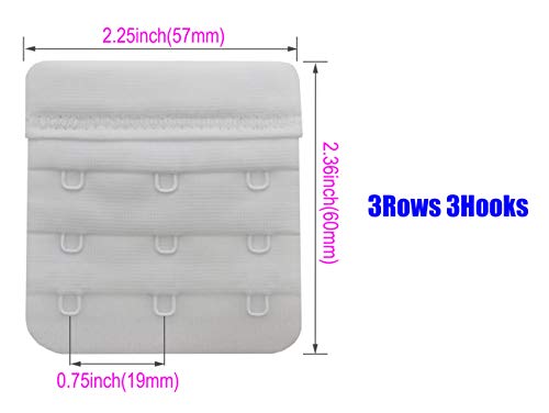 Bra Extender 3 Hooks,Soft and Comfortable Bra Strap Extender (White)