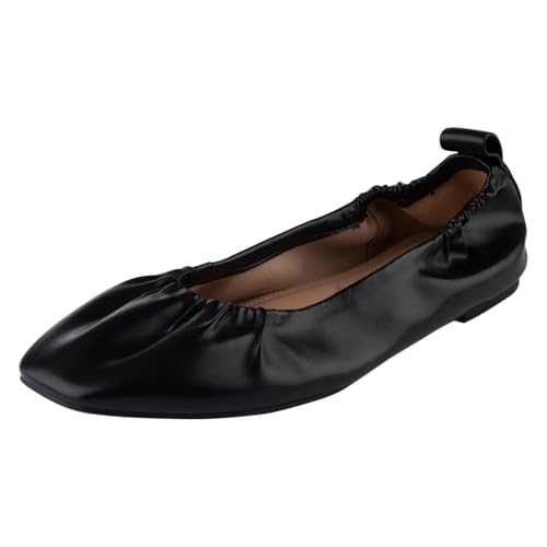 Comfort Plus Womens Mia Square Toe Flat Black 10M at Amazon