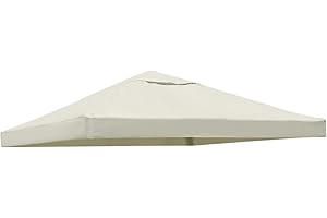 LooDro Canopy Replacement Top Cover Polyester Cloth Single/Double Tier Patio Grill Gazebo Pop Up Tent Roof Replacement Top Outdoor Gazebo Tent Shelter with Air Vent for 10'X10'