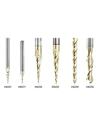 Amana Herramienta 46280 CNC 2d y 3d talla 6,2 Deg Angle cónicos bola nariz X 1 32 x 1 64 R X 1 CH X 1 4 SHK X 3 inch de largo x 3 Flauta SC zrn Coated Router Bit