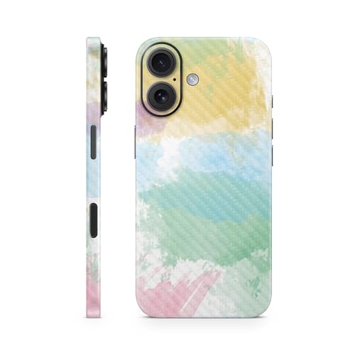 Carbon Fiber Phone Skin Compatible with Apple iPhone 16 - Watercolor White - Pr…