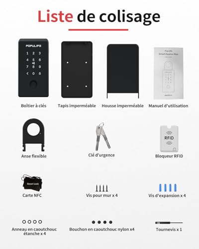 Populife Key Box with Fingerprint Smart Security Outdoor Key Box with Wireless Remote Access for Home, Office and Real Estate Agents, Offline Works