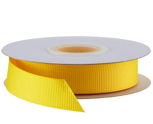Grosgrain Ribbon - 23 Meters / 23 Yards Rolls for Gifts Wrap Sew Party Decorations Events Wedding Christmas Crafts Bows DIY Bouquets Cake Double Sided Size (15 mm, Yellow)