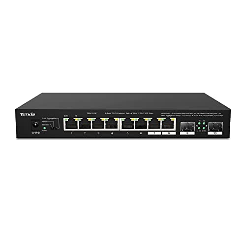 Switch 2.5 Gigabit, Switch Ethernet 2.5 Gbps 10 Porte, 2 Porte SFP 2,5 G e 8 Porte RJ-45 2,5G, Desktop e Montaggio a Parete, Compatibile con Computer, NAS, AP Wi-Fi 6 (TEM2010F)