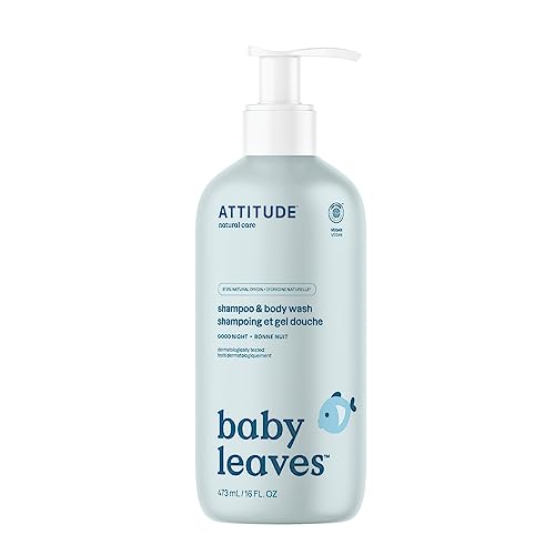 ATTITUDE 2-in-1 Shampoo and Body Wash for Baby, EWG Verified, Dermatologically Tested, Vegan, Good Night, 16 Fl Oz