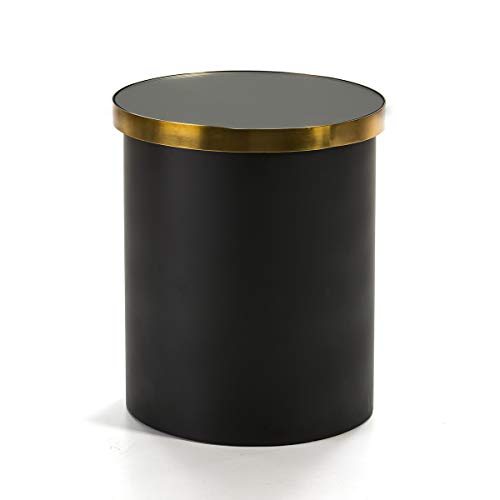 MESA AUXILIAR 43X43X51 CRISTAL/METAL DORADO/NEGRO