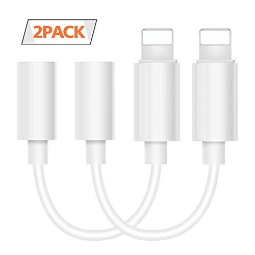 (2 Pack) Headphone Adapter for Phone Adapter to 3.5mm Headphones/Earbuds Jack Adapter Cellphone Cable Earphones/Headsets Converter Compatible with iPhone XS/XR/X/8/8 Plus/7/7 Plus/ipad/iPod