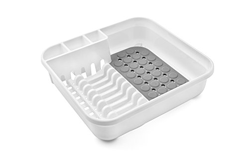 Addis Premium Plastic Dish Draining Station Rack, Plastic, White Grey, 38 x 41 x 11 cm