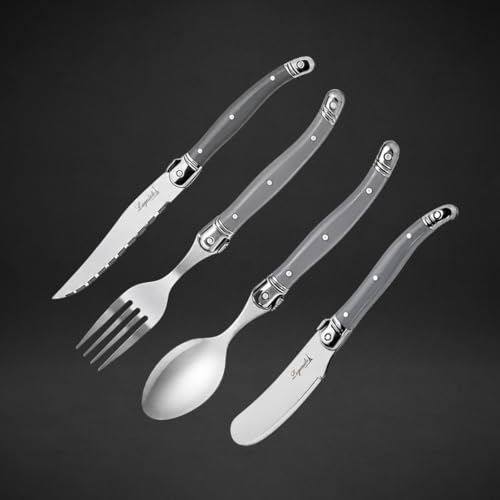 Conjunto Talheres Inox Laguiole La Tour 34 Peças Premium Completo (Cinza)