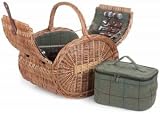 Red Hamper Green Tweed Picnic Basket for 4 - Complete Set view 2