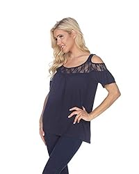 white mark Bexley Lace Cut-Out Tunic Top in Navy