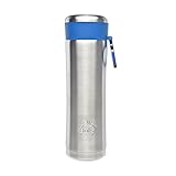 LunchBots Insulated Kids' Water Bottle (14oz) - Keeps Drinks Cold for 24 Hours - Lightweight Stainless Steel - Double Walled, Dishwasher Safe and Durable - Blue