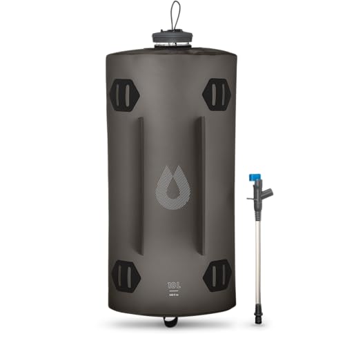 HydraPak Seeker - Faltbarer Wasserspeicher (10L) - BPA- und PVC-freier Camping Trinkrucksack - Grau