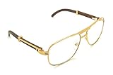 MyUV Clear Lenses Art Nouveau Vintage Style Oval Metal Frame Eye Glasses (Dark Gold, 57)