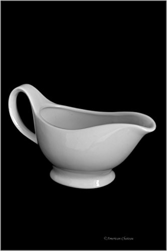 9" Extra-Large 12oz White Porcelain Gravy Sauce Bowl Boat with Spout & Handle