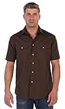 Gioberti Mens Casual Western Solid Short Sleeve Shirt With Pearl Snaps, Brown, X Large