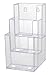 SOURCE ONE 4-Inch Wide 3 Tier Premium Trifold Acrylic Brochure Holder, Clear