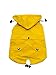 Yellow Zip Up Dog Raincoat with Reflective Buttons, Pockets, Rain/Water Resistant, Adjustable Drawstring, & Removable Hood - Size XS to XXL Available - Stylish Premium Dog Raincoats by Ellie (S)