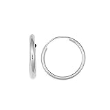 14K White Gold Hoops Endless Baby Hoop Earrings 10mm