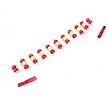 Beige Red Wooden Wheel Body Fitness Back Care Roller Massager