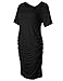 Women's Bodycon Maternity Dress Casual Short Sleeve Ruched Sides Knee Length Pregnant Dresses Black L