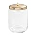 mDesign Glass Bathroom Vanity Storage Organizer Apothecary Canister Jar for Cotton Swabs, Cotton Rounds, Cotton Balls, Makeup Sponges, Bath Salts - Clear/Soft Brass