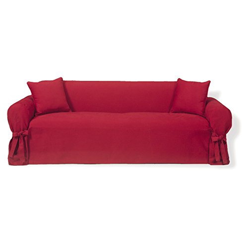 Cotton Twill One Piece Sofa Slipcover in Natural