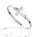 925 Sterling Silver, Rose or Gold-Plated Wide Flat Sideways Cross Christian Wrap Bangle Bracelet