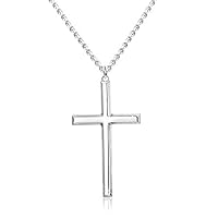 Lvhenongye 3mm 925 Sterling Silver Cross Necklace for Men Women Pendant Necklace Classic Curb Chain Jewellery Best Gift with Box 22