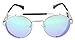Sunclassy Metal Frame Side Shield Oval 52mm Hipster Round Sunglasses Vintage Retro Steampunk Gothic (Gunmetal, Blue)
