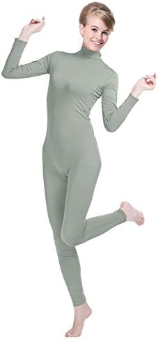 CuteCatCos Unisex Lycra Spandex Unitard Mock Neck Long Sleeves Footless Elastane Bodysuit Costume