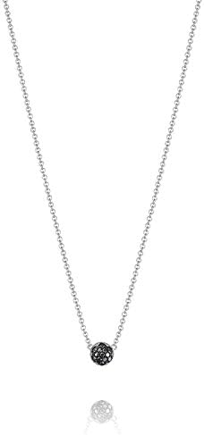 SN19544 Sterling Silver Sonoma Mist Black Diamonds Petite Dew Drop Pendant Necklace 16" (0.2 cttw)