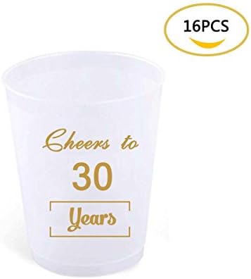 Stadium Plastic Cups, FATPET 16pcs 30th Birthday Stadium Plastic Cups-Cheers to 30 Years (16pcs)
