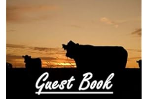 Guest Book: Cows Guest Book For Airbnb, Farm Vacation Home, Countryside Rental Property, VRBO, Farmstay Bed and Breakfast, Cottage, Etc