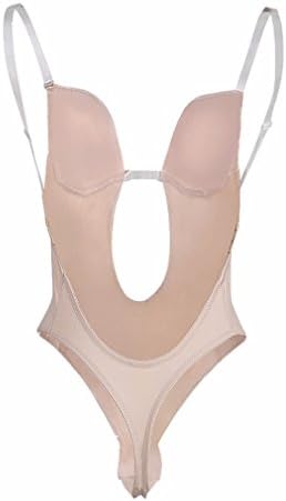 Zarbrina Women Seamless U Plunge Backless Thong Bodysuit Shapewear Invisible Under Dress