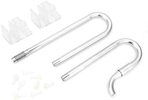 Hffheer Aquarium Oil Film Skimmer Stainless Steel Lily Pipe Durable Fish Tank Inflow Outflow Tube with Fixation Clamp(16mm Inflow Outflow)
