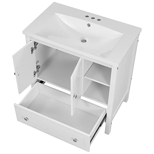 Recaceik 30 inch Bathroom Vanity and Sink, Wood Basin Vessel