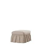 Serta | Relaxed Fit Durable Woven Linen Canvas Furniture Slipcover (Ruffle Ottoman, Khaki)