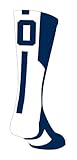 TCK Player Id Navy/White Number Crew Sock (#0 - Single Sock, Small)