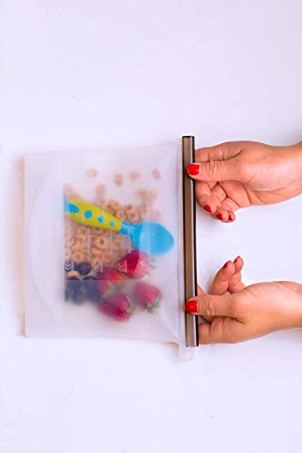 Eco Tasty Essentials Reusable Silicon Food Storage Bags Set of 4 PACK – 1000 ml. Airtight Zip Seal Bags Keep Your Food Fresh. Cooking, Lunch, Snack, Sous, Sandwich, Freezer. - Thumbnail 7