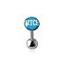 Flat Top Light Blue " WORDS " Logo with 16MM Surgical Steel Tongue Rings